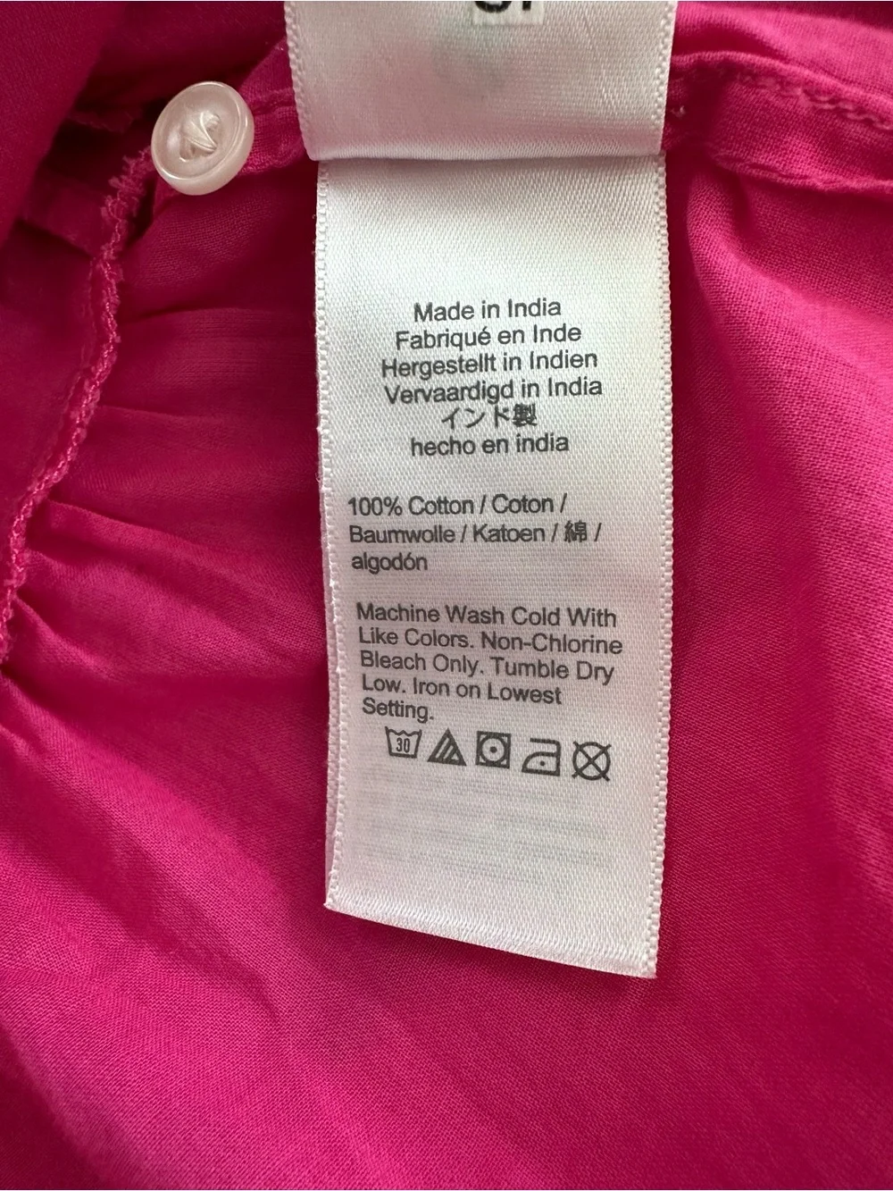 J. CREW Bright Pink Button Front Tiered Mini Dress Airy Cover-up Summer Size M